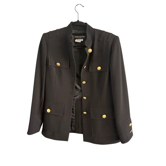 Donna Morgan Womens Black Gold Buttons Blazer and Skirt Suit Set 2 Piece Size 4 - Picture 9 of 16